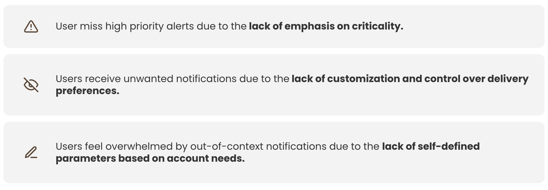User pain points